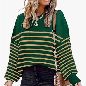 Green & Yellow Striped Sweater